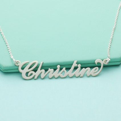 Sterling Silver Carrie Style Personalised Name Necklace with Curl