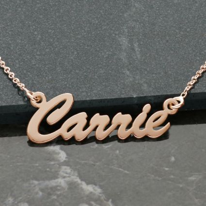 9ct Rose Gold Plated Script Style Personalised Name Necklace