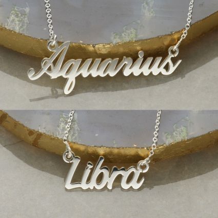 Star Sign Name Necklace Sterling Silver With Gold Plating Option