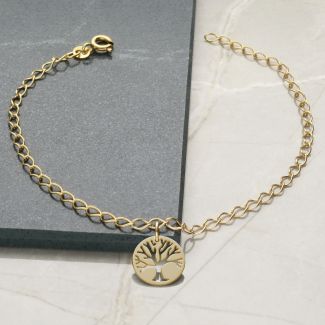 9ct Yellow Gold Plated Curb Anklet With Your Choice of Charm