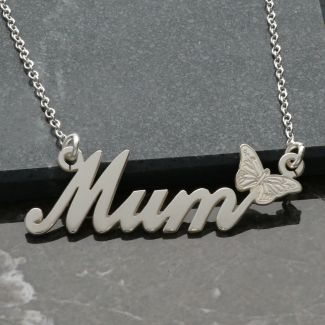 Sterling Silver Carrie Style Personalised Name Necklace with Butterfly