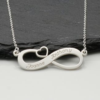 Sterling Silver Infinity With Heart Necklace