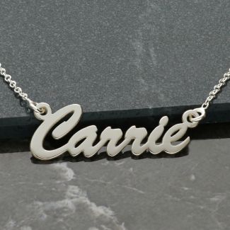 9ct White Gold Script Style Personalised Name Necklace